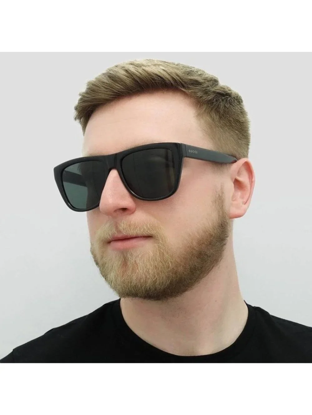 Sunglasses Gucci GG1345S 007 Sunglasses Green Square Frame, Grey Lenses